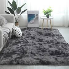black patched fluffy carpet 5 8 in