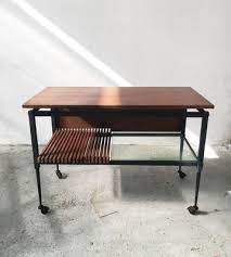 mid century black iron coffee table