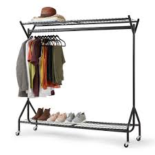 Perfect for family laundry, wardrobe or showroom storage,double rail design: 5 X 5ft Black Heavy Duty Hanging Clothes Rail With Shoe Rack On Onbuy