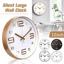 12 Inch Round Wall Clock Silent Large