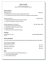 Sample Resume Template For High School Student With No Job