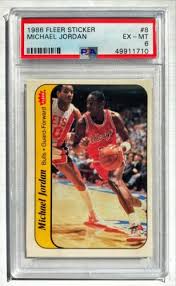 The card was graded a gem mint 10 by psa and is the highest price ever paid at an auction for a jordan rookie card of its kind. Michael Jordan Fleer Rookie Sticker Psa 6 Value 13 22 11 601 00 Mavin