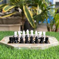 Chess Set Board With Stone Chess Piece