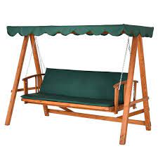 outsunny 3 seater wooden garden swing