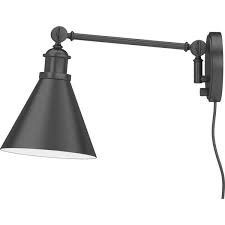 Black Plug In Swing Arm Wall Lamp