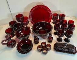 Cape Cod Ruby Red Glass Dinnerware Sold