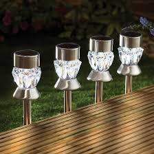 Solar Stake Lights Crystal Set Of 4