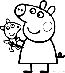 This coloring page features george pig and peppa pig cycling. Peppa Pig Coloring Pages Coloringall