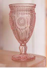 Vintage Pressed Glass Goblet 12oz