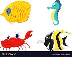 sea fish cartoon set royalty free