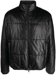 Armani Exchange Padded Leather Jacket Black