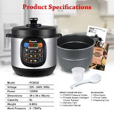 A pressure cooker saves 90 percent of the energy used to boil a pot on the hob. Primada 8 Liter Jumbo Pressure Cooker Pc8030 Free Marble Set Electric Multicooker 2 Ss Pots Bbq Steamboat Pot Shopee Malaysia