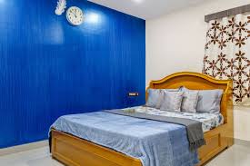 Gloosy Textured Blue Wall Paint Design