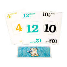 Each player has a pack of 40 cards, numbered 1 to 10 in four colours. Rook Cards