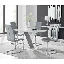Monza 4 White Grey Dining Table 4