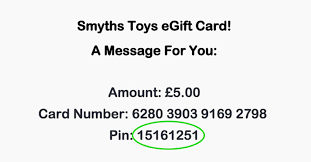 Click on that button and a redemption menu will appear. Gift Cards Smyths Toys