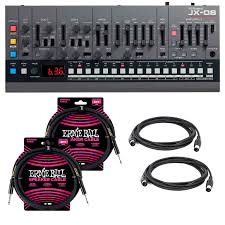 roland boutique jx 08 synthesizer module 2 ernie ball 1 4 cables 2 midi cables bundle