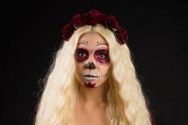 woman with sugar skull makeup
