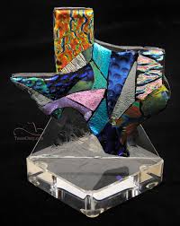 texas map art glass desk sculpture