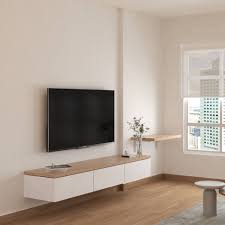 Compact Beige And White Tv Unit Design