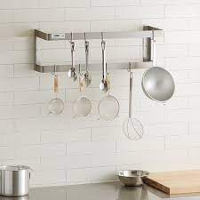 Regency 36 Stainless Steel Wall Mounted Double Line Pot Rack With 18 Galvanized Double G Hooks