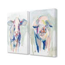 Design your everyday with farm animal canvas prints you will love. Stupell Industries Colorful Cow And Pig Farm Animal Paintings Canvas Wall Art Overstock 30996854