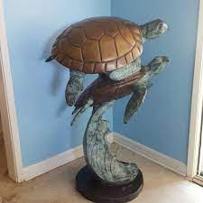 Vtg 3 5 Bronze Sea Turtles Garden Pond