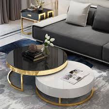 Coffee Table Tempered Glass Top Storage