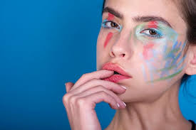 crazy makeup woman with colorful