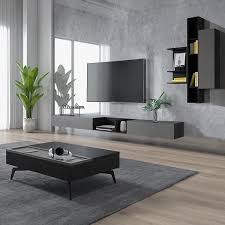 Black Floating Tv Stand Wall Hung