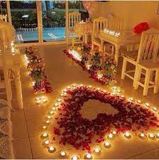 romantic flowers and candles room