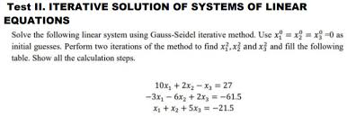 Solved Test Ii Iterative Solution Of