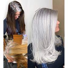 box dye color to all over gray or silver