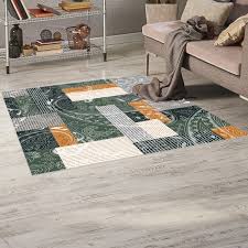 square vinyl rug geometric print gray