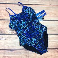 Dolphin Swimwear One Piece Blue Galaxy Size 40 Nwt
