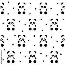 panda with stars seamless pattern on