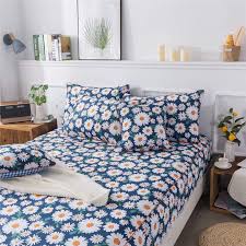 Daisy Flowers Printed Bed Sheet Set 100