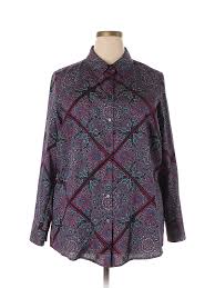 Details About Foxcroft Women Purple Long Sleeve Button Down Shirt 18 Plus