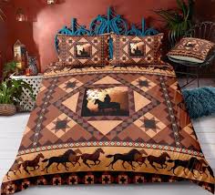 brown cowboy themed bedding set