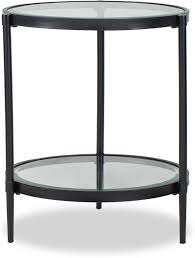 Adlon Round Glass Side Table In Dark