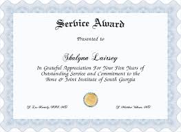 Service Award Certificates Under Fontanacountryinn Com