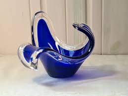 Vintage Murano Glass Bowl Blue Modern