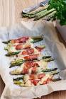 asparagus bundles with prosciutto   goat cheese