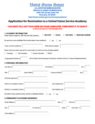 United States Service Academy Form Fill Out And Sign