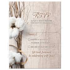 Trendy Rustic Cotton Wedding Rsvp Card Twigs Wood Woodgrain