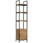 Robson 5-Tier Metal Frame Bookcase With Storage, Oak Finish Canvas