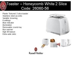 russell hobbs 2 slice honeycomb toaster