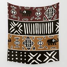 African Mud Cloth With Elephants Wall