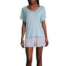 Ambrielle Womens Shorts Pajama Set 2 Pc Short Sleeve