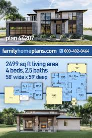 plan 44207 modern prairie house plan